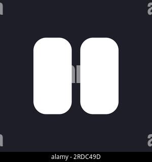 Pause dark mode glyph ui icon Stock Vector