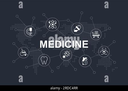World medicine word concept design template with icons Stock Vector