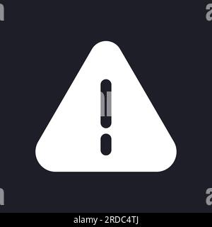 Caution sign dark mode glyph ui icon Stock Vector