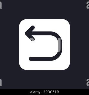 Backward arrow dark mode glyph ui icon Stock Vector