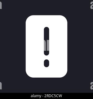 Exclamation mark dark mode glyph ui icon Stock Vector