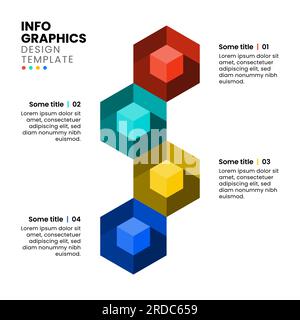 Infographic template with 4 options or steps. Abstract cubes. Can be used for workflow layout, diagram, banner, webdesign. Vector illustration Stock Vector