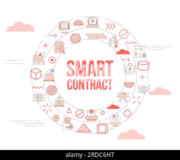 smart contract concept with icon set with big word or text on center ...