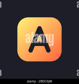 Font style orange solid gradient ui icon for dark theme Stock Vector