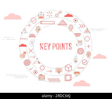 key points concept with icon set template banner with modern blue color ...