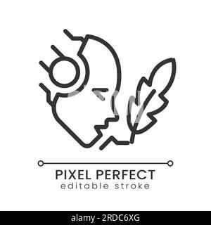AI writes pixel perfect linear icon Stock Vector