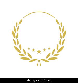 Golden laurel wreath round stamp frame vector design Stock Vector