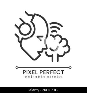 AI reads minds pixel perfect linear icon Stock Vector