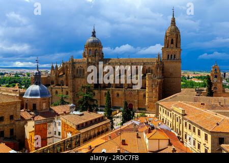 Elevated view of Salamanca old town, Spain. The capital of the Province of Salamanca in the autonomous community of Castile and León. Stock Photo