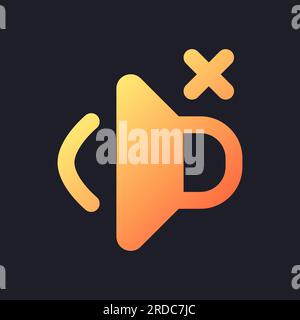 Volume off orange solid gradient ui icon for dark theme Stock Vector