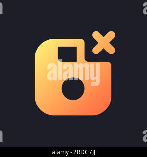 Cancel saving orange solid gradient ui icon for dark theme Stock Vector