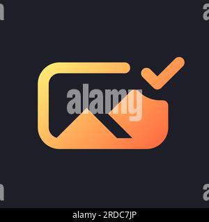 Applied photo file orange solid gradient ui icon for dark theme Stock Vector