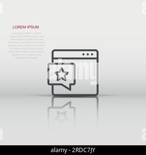 Browser window with star icon in flat style. Wish list vector illustration on white isolated background. Reward bonus business concept. Stock Vector