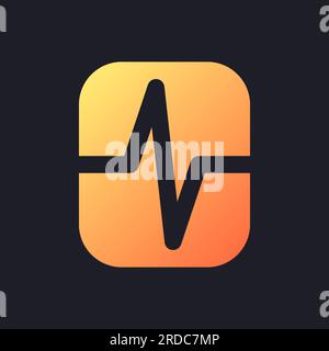 Heartbeat animation effect orange solid gradient ui icon for dark theme Stock Vector