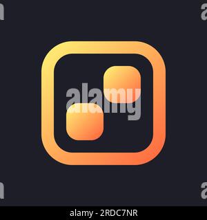 Pixelated transition effect orange solid gradient ui icon for dark theme Stock Vector