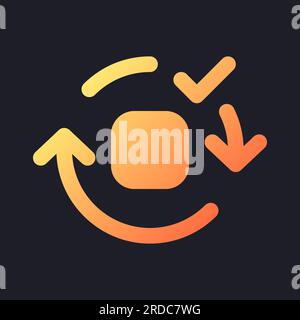 Applying spin motion effect orange solid gradient ui icon for dark theme Stock Vector