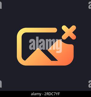 Remove photo file orange solid gradient ui icon for dark theme Stock Vector