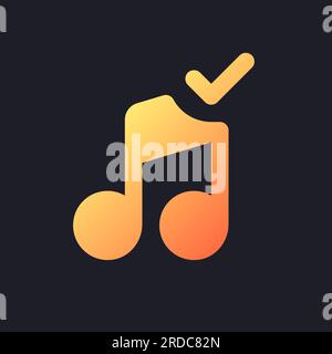 Confirmed music orange solid gradient ui icon for dark theme Stock Vector