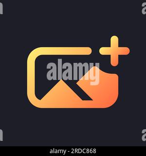 Add image orange solid gradient ui icon for dark theme Stock Vector