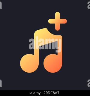 Add audio orange solid gradient ui icon for dark theme Stock Vector