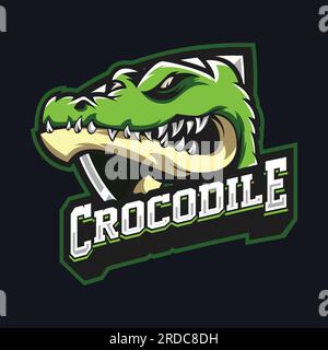 Alligator Gaming Mascot Logo Design Crocodile reptile alligator angry wildlife crocodile logo Stock Vector