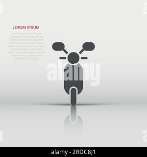 Motorbike icon in flat style. Scooter vector illustration on white isolated background. Moped vehicle business concept. Stock Vector