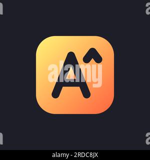 Text size orange solid gradient ui icon for dark theme Stock Vector