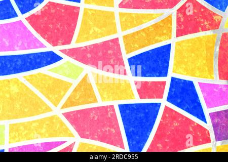 Abstract background. Multicolored stained glass surface. Colored geometric patterns. Stone mosaic. Stock Photo