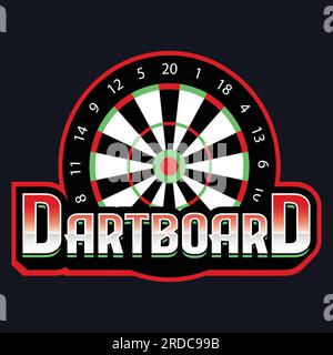 Dartboard Logo Design | Tournament Mascot Logo | Dartboard Logo Template Stock Vector