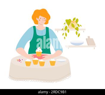 Cooking pastry - colorful flat design style illustration Stock Vector