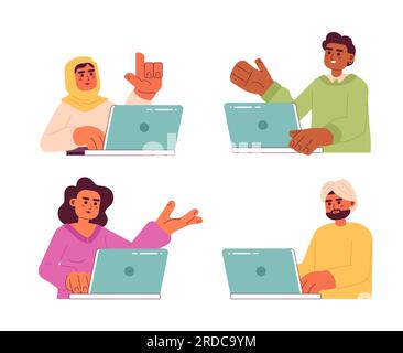 Busy workers semi flat color vector characters pack Stock Vector