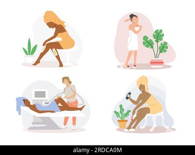 Hair removal procedures, vector flat isolated illustration Stock Vector