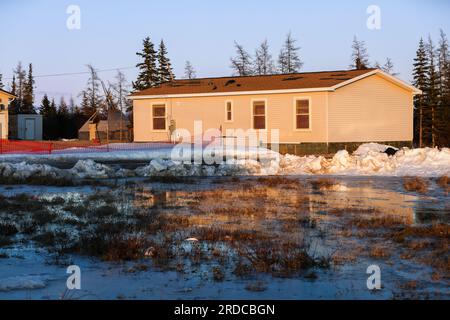 A more modern home in the Indigenous town of Fort Severn on Hudson Bay, the most northerly community in Ontario, Canada Stock Photo