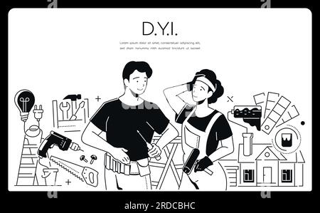 Do it yourself - modern line design style banner Stock Vector