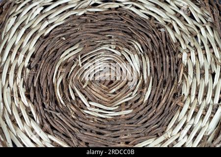 an empty wooden bread basket, decoration basket, Egyptian style basket for bread, fruits and food, selective focus Stock Photo