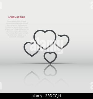 Heart icon in flat style. Love vector illustration on white isolated background. Romantic business concept. Stock Vector