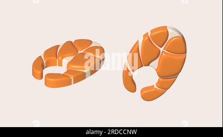 3D illustration, thick slices of raw salmon of fresh sashimi or trout sashimi. Stock Vector