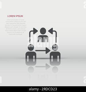 People referral icon in flat style. Business communication vector illustration on white background. Reference teamwork business concept. Stock Vector