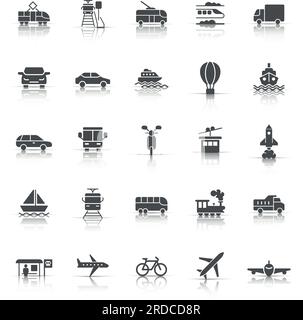 Transport icon set in flat style. Car vector collection illustration on ...