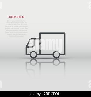 Delivery truck icon in flat style. Van vector illustration on white isolated background. Cargo car business concept. Stock Vector