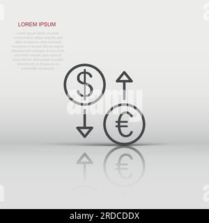 Currency exchange icon in flat style. Dollar euro transfer vector illustration on white isolated background. Financial process business concept. Stock Vector