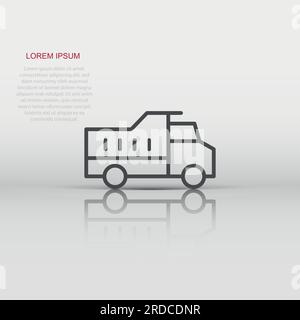 Delivery truck icon in flat style. Van vector illustration on white isolated background. Cargo car business concept. Stock Vector
