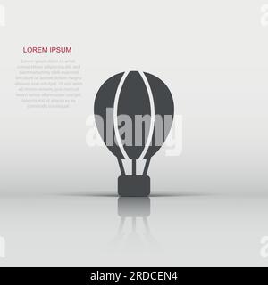 Air balloon icon in flat style. Aerostat vector illustration on white isolated background. Flying transport business concept. Stock Vector