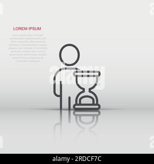 People and clock icon in flat style. User time vector illustration on white isolated background. Businessman business concept. Stock Vector