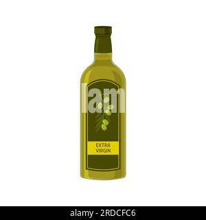 Olive oil extra virgin in a dark glass bottle. Vector bottles template or mockup. Design element for menu, label, packaging isolated on white. Stock Vector