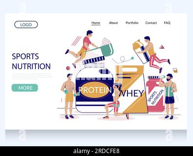 Sports nutrition vector website landing page design template Stock Vector