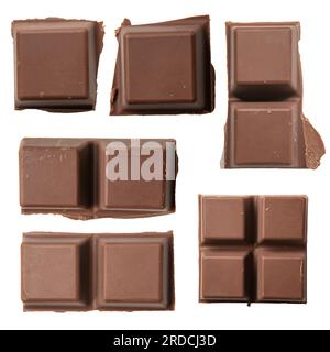 Broken milk chocolate bar on white background with clipping path Stock Photo