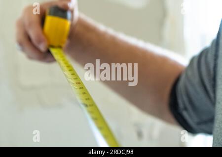 Measuring tape copy space industrial background design template Stock Photo