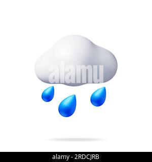 3d Cloud with Raindrops Icon Stock Vector