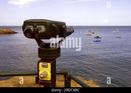 binocular, coin operated public use telescope for the view Stock Photo